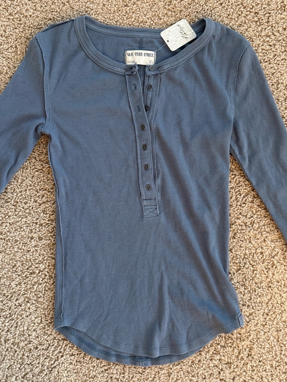 We The Free - Dusty Blue Ribbed Jamie Henley Top